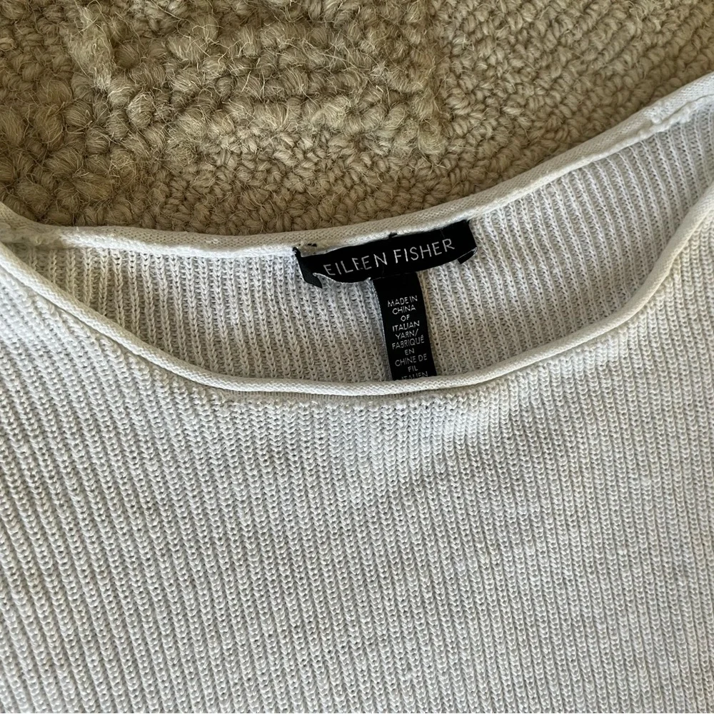 Organic Linen Eileen Fisher Oversized Cropped Sleeveless Top Coastal Minimal - Picture 2 of 7